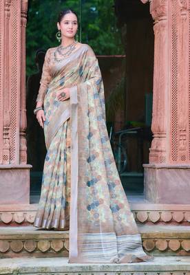 multicolor stripe cotton blend digital print saree 3