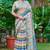 multicolor stripe cotton blend saree stripe floral print (sfcl504)