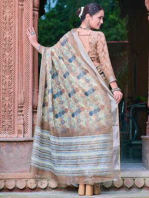 multicolor stripe cotton blend digital print saree 4
