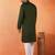 Cotton silk floral embroidered green kurta