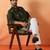 Cotton silk floral embroidered green kurta