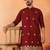 Cotton silk floral embroidered maroon kurta