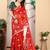 red white cotton blend saree with polka dot print (sfcl252)