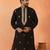 Cotton silk sequenced & embroidered black kurta