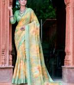 beige cotton blend saree floral print (sfcl506)