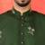 Cotton silk ethnic motifs embroidered green kurta