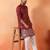 Cotton silk ethnic motifs embroidered maroon kurta