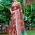brown cotton blend saree floral border print