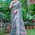 teal multicolor cotton blend saree with floral print