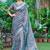 teal multicolor cotton blend saree with floral print