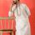 Cotton silk yoke design embroidered white kurta