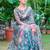 teal multicolor cotton blend saree with floral print