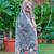 teal multicolor cotton blend saree with floral print