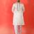 Cotton silk yoke design embroidered white kurta