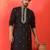 Cotton silk yoke design embroidered black kurta