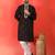 Cotton silk yoke design embroidered black kurta