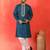 Cotton silk yoke design embroidered blue kurta