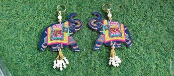  handmade elephant shubh labh hanging decorative pearl festive home wall hanging (pack of 2) 3