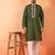 Cotton silk yoke design embroidered green kurta