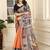 orange cotton blend digital print saree (sfcl240)