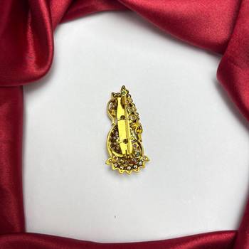 Gold Tone Peacock Saree Brooch, Indian Bridal Jewelry, Colorful Stone Accents 3