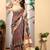 cotton blend saree with geometric floral print