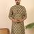 Ethnic motifs jaipuri printed cotton brown kurta