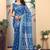 blue cotton blend saree with geometric floral print (sfcl218)
