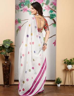 white multicolor cotton blend digital print saree 5