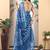 blue cotton blend saree with geometric floral print (sfcl218)