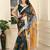 Women's black yellow cotton linen digital print saree (sfcl238)