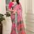 cream cotton blend saree with floral print