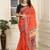 orange red cotton blend digital print saree (sfcl235)