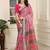 cream cotton blend saree with floral print