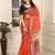 orange red cotton blend digital print saree (sfcl235)