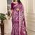 magenta cotton blend saree floral print
