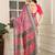 cream cotton blend saree with floral print