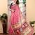 pink cotton blend saree with floral print