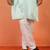 Cotton silk embroidered floral mint green kurta