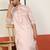 Cotton silk embroidered floral pink kurta