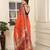 orange red cotton blend digital print saree (sfcl235)