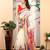 cream cotton blend saree with floral print