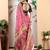 pink cotton blend saree with floral print