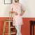Cotton silk embroidered floral pink kurta