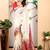 cream cotton blend saree with floral print