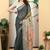 charcoal cotton blend saree with floral print