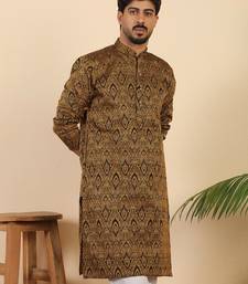 Ethinic motifs jacquard rust kurta