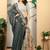 charcoal cotton blend saree with floral print