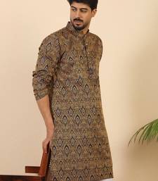 Ethinic motifs jacquard blue kurta