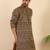 Ethinic motifs jacquard blue kurta
